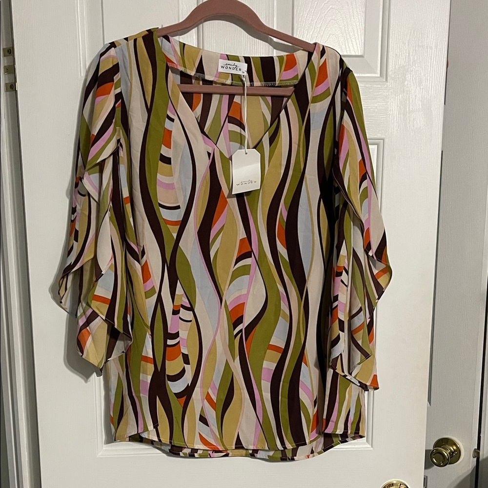Emily Wonder Multicolor Wave Pattern Blouse